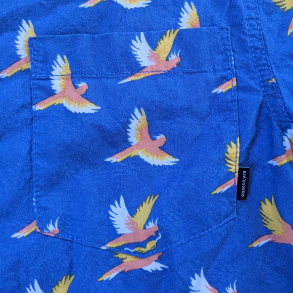 Quiksilver Button Up Shirt Parrots Modern Fit Blue - Picture 3 of 11